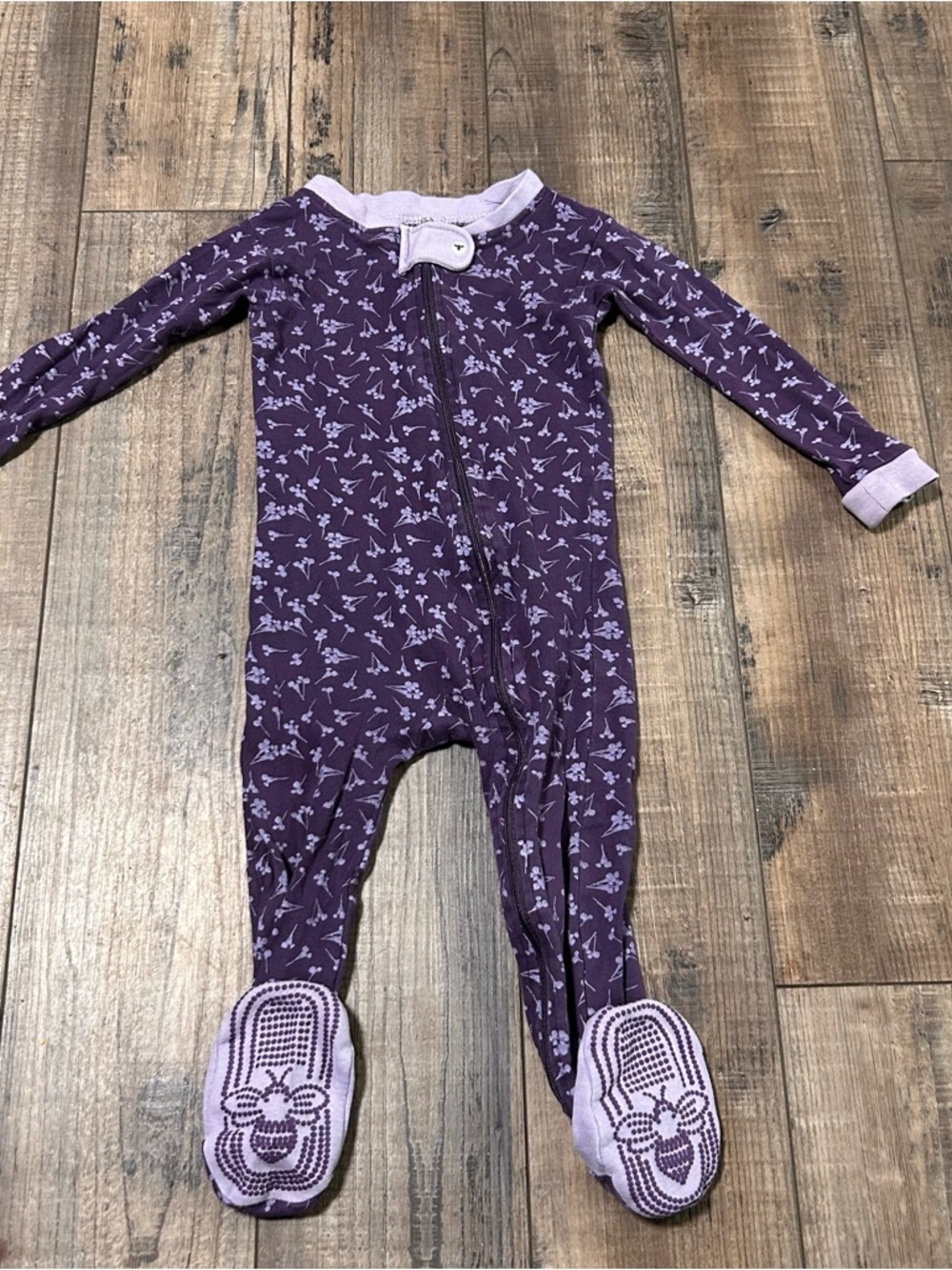 Burt's Bees Baby 12M Purple Floral One-Piece Sleeper